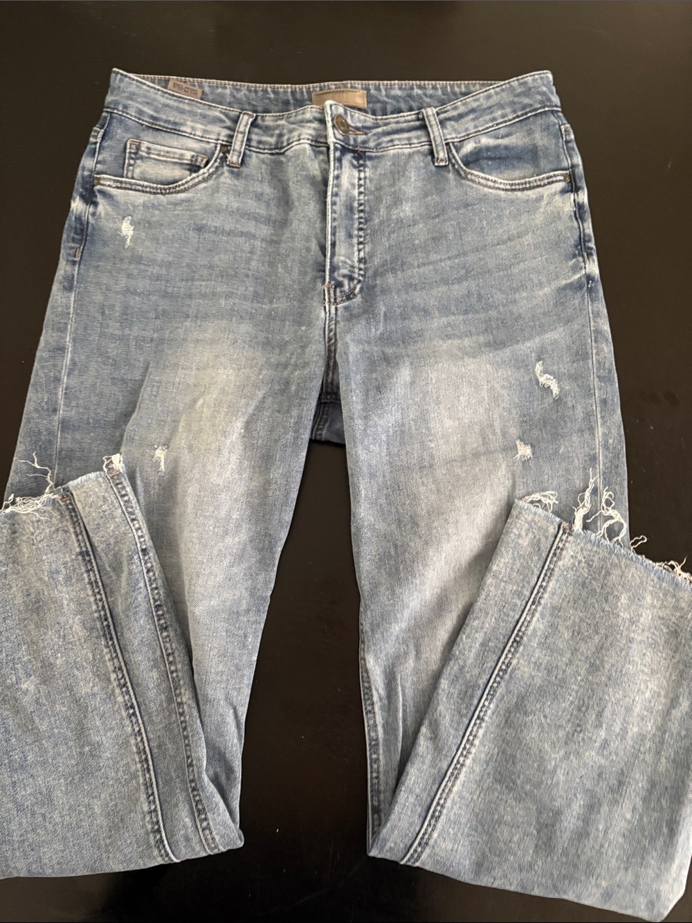 Kut from the Kloth women’s Light Wash Distressed Kelsey ankle flare Jeans